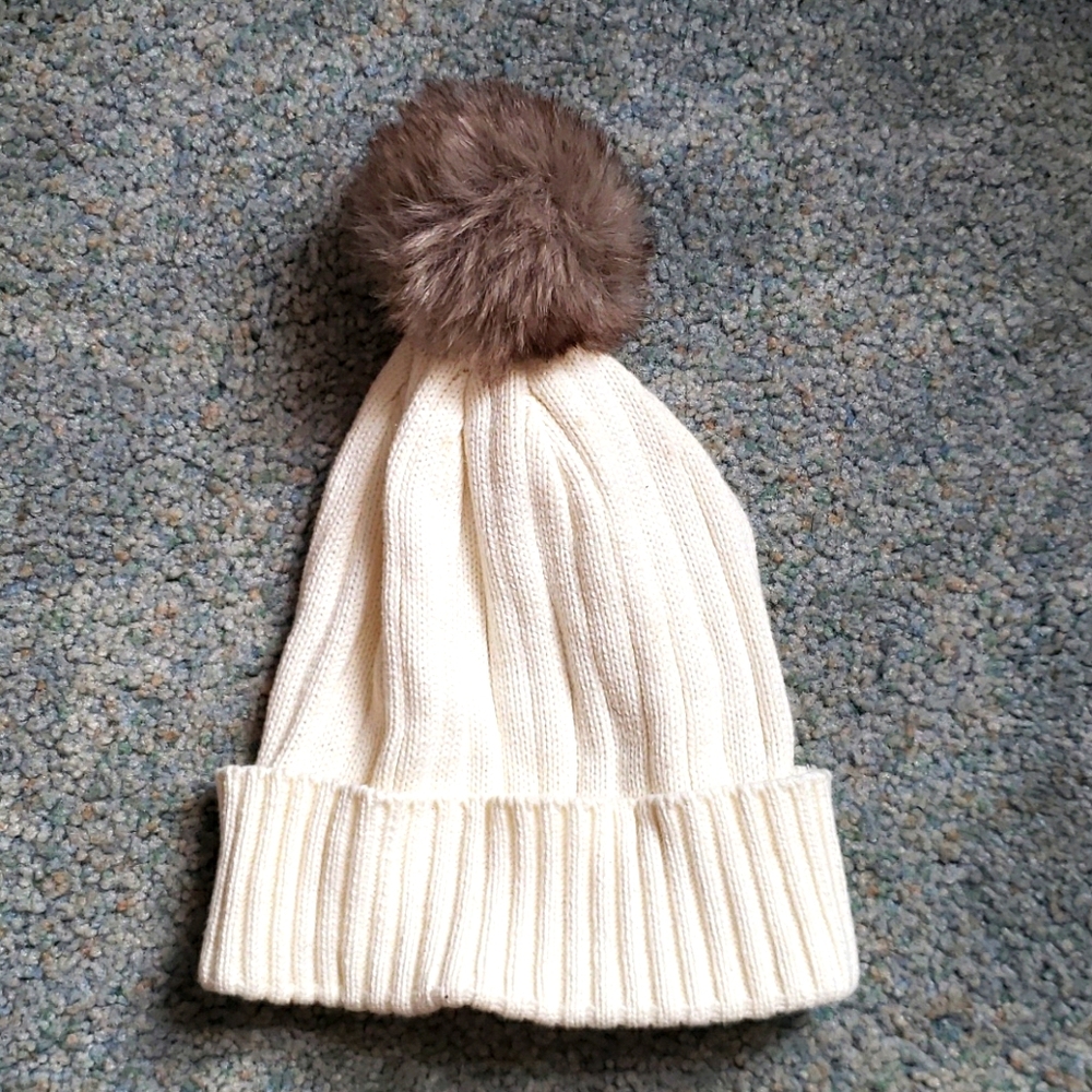 White Pom Winter Hat